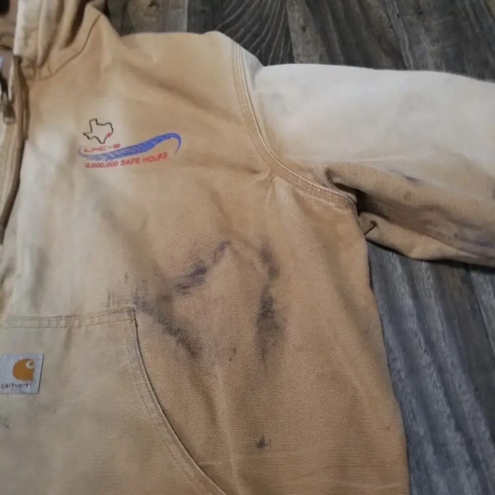 Carhartt Jacket Adult 2XL Hardhats Union Labor Canvas J131 BRN USA Made‎ Faded